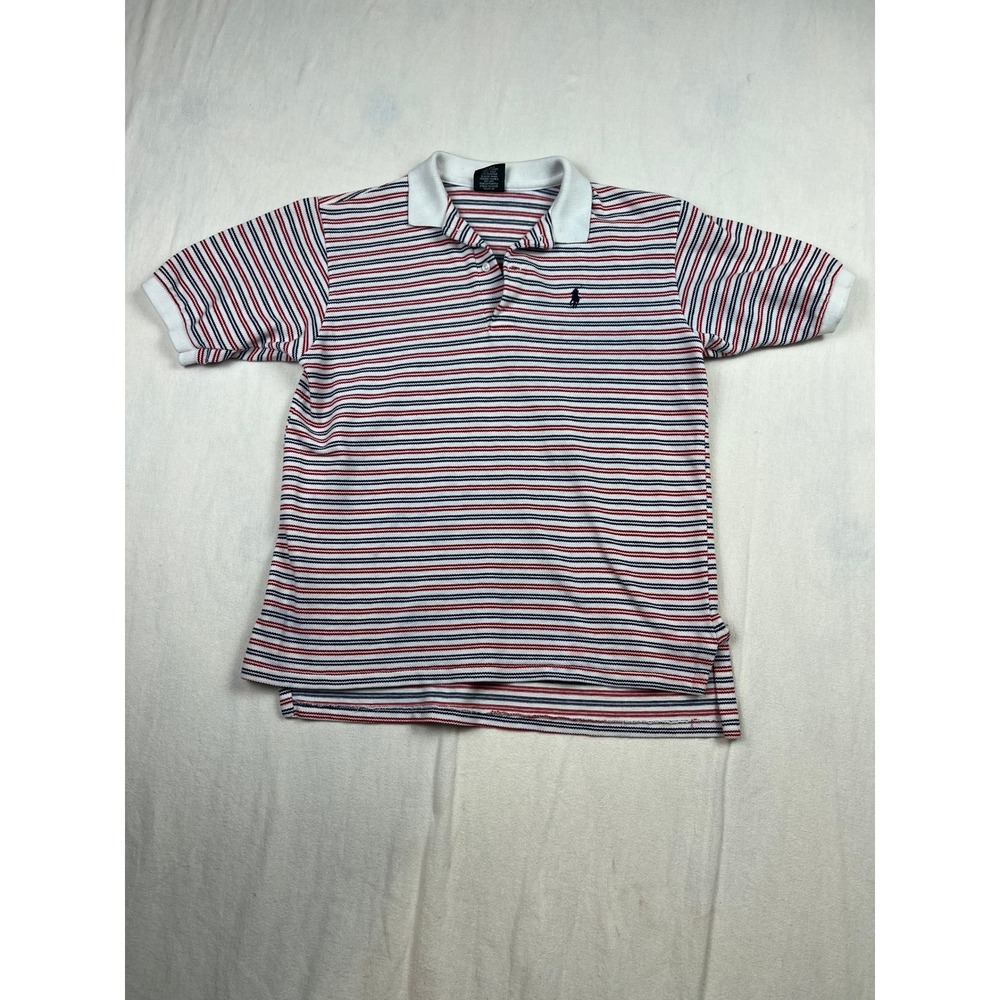 Vintage Polo Ralph Lauren Striped Polo Shirt Red White Blue Cotton Made in USA M